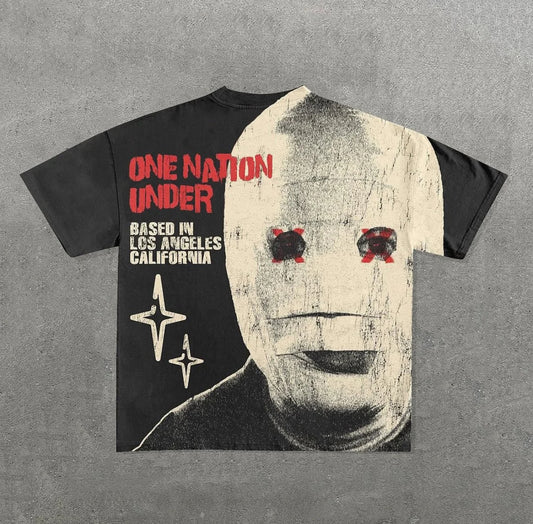 One Nation Under Mask Graphic Print T-Shirt